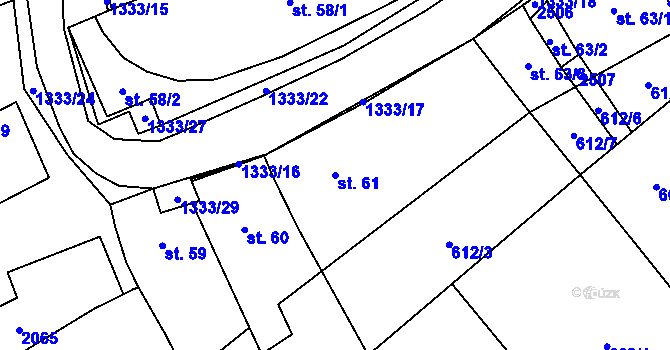 Parcela st. 61 v KÚ Chlupice, Katastrální mapa