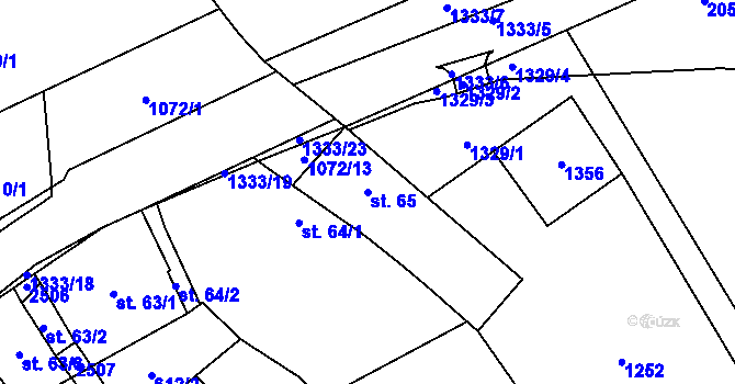 Parcela st. 65 v KÚ Chlupice, Katastrální mapa