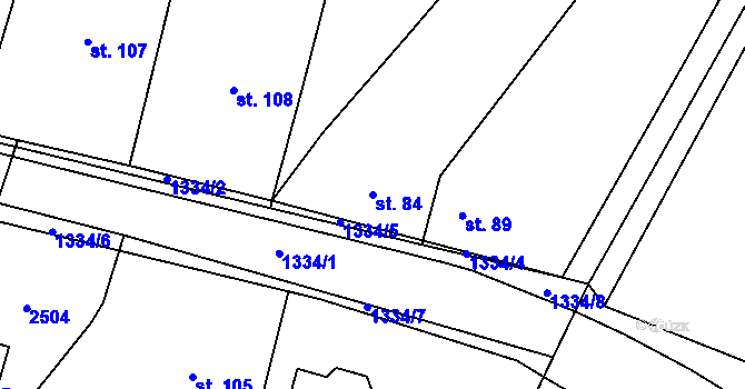 Parcela st. 84 v KÚ Chlupice, Katastrální mapa