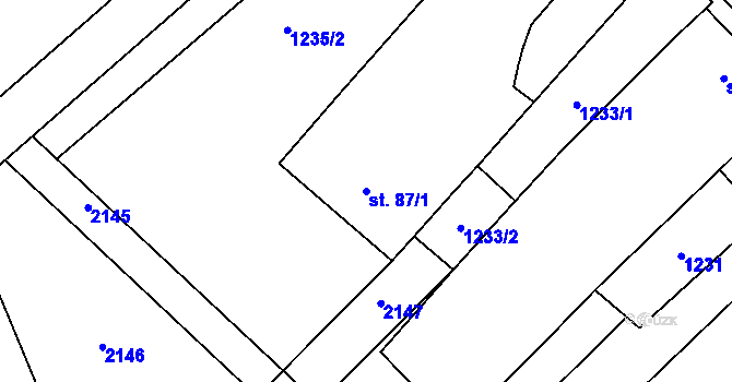 Parcela st. 87/1 v KÚ Chlupice, Katastrální mapa