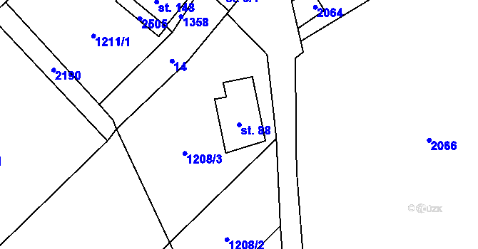 Parcela st. 88 v KÚ Chlupice, Katastrální mapa