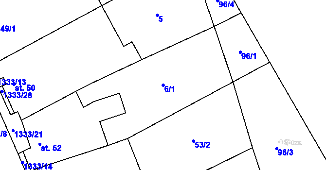 Parcela st. 6/1 v KÚ Chlupice, Katastrální mapa