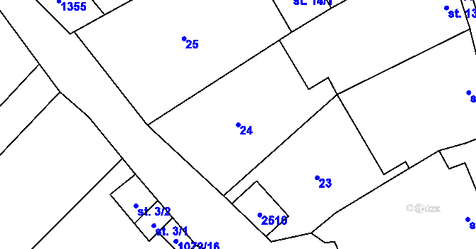 Parcela st. 24 v KÚ Chlupice, Katastrální mapa