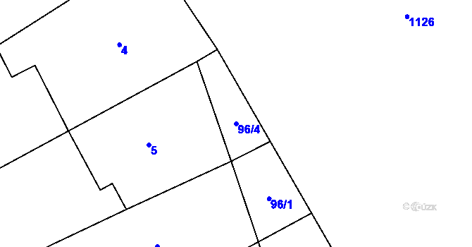 Parcela st. 96/4 v KÚ Chlupice, Katastrální mapa