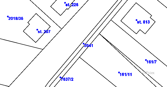 Parcela st. 2041 v KÚ Chlupice, Katastrální mapa