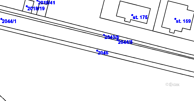Parcela st. 2046 v KÚ Chlupice, Katastrální mapa