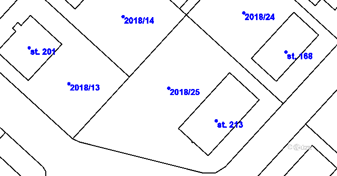 Parcela st. 2018/25 v KÚ Chlupice, Katastrální mapa