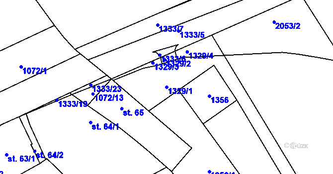 Parcela st. 1329/1 v KÚ Chlupice, Katastrální mapa