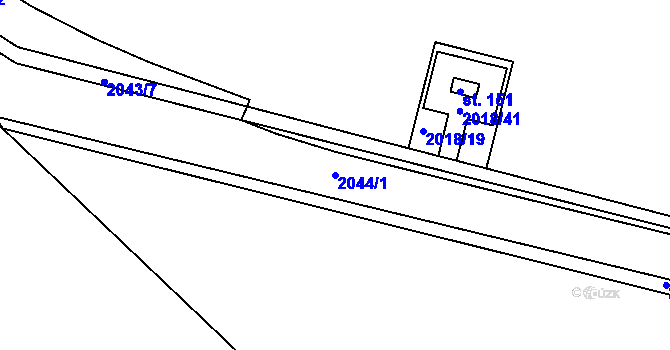 Parcela st. 2044/1 v KÚ Chlupice, Katastrální mapa