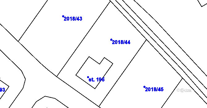 Parcela st. 2018/44 v KÚ Chlupice, Katastrální mapa