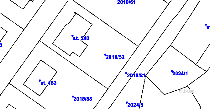 Parcela st. 2018/52 v KÚ Chlupice, Katastrální mapa