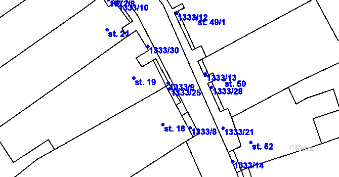 Parcela st. 1333/25 v KÚ Chlupice, Katastrální mapa