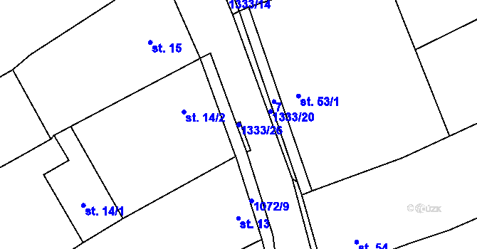 Parcela st. 1333/26 v KÚ Chlupice, Katastrální mapa