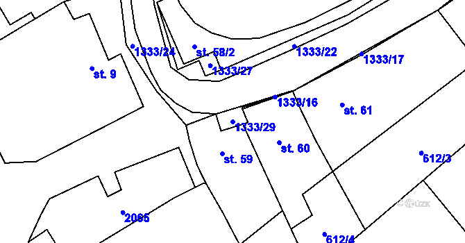 Parcela st. 1333/29 v KÚ Chlupice, Katastrální mapa