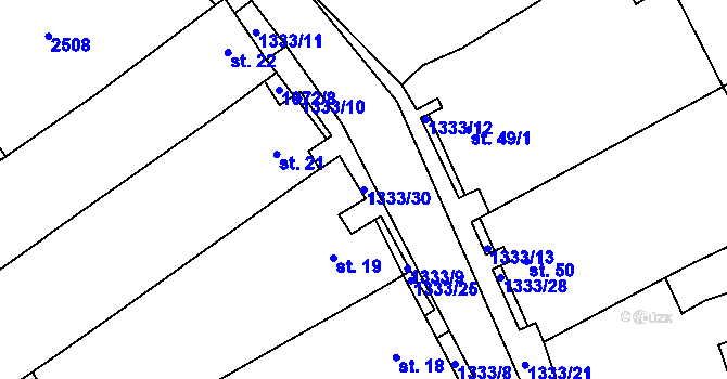 Parcela st. 1333/30 v KÚ Chlupice, Katastrální mapa