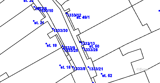 Parcela st. 1333/13 v KÚ Chlupice, Katastrální mapa