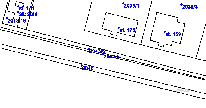 Parcela st. 2044/5 v KÚ Chlupice, Katastrální mapa