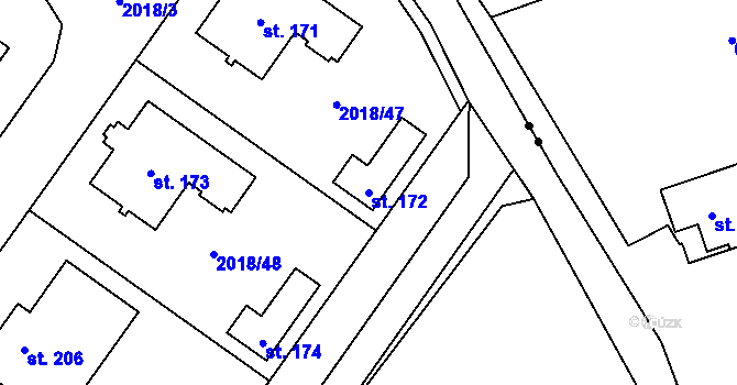 Parcela st. 172 v KÚ Chlupice, Katastrální mapa