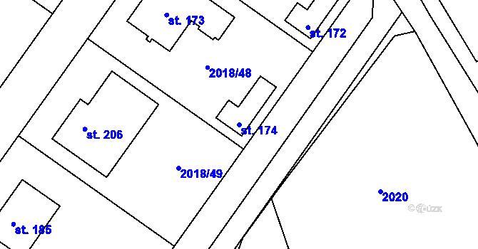 Parcela st. 174 v KÚ Chlupice, Katastrální mapa