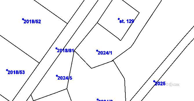 Parcela st. 2024/1 v KÚ Chlupice, Katastrální mapa
