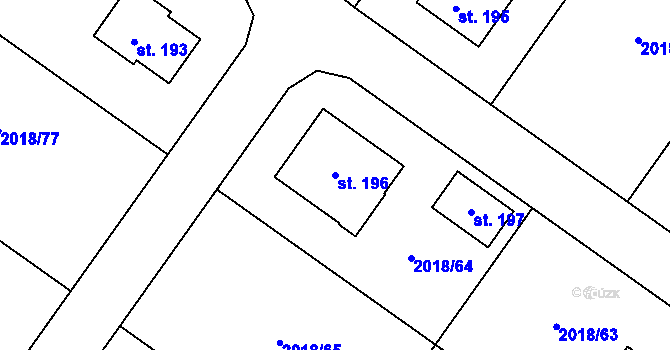 Parcela st. 196 v KÚ Chlupice, Katastrální mapa