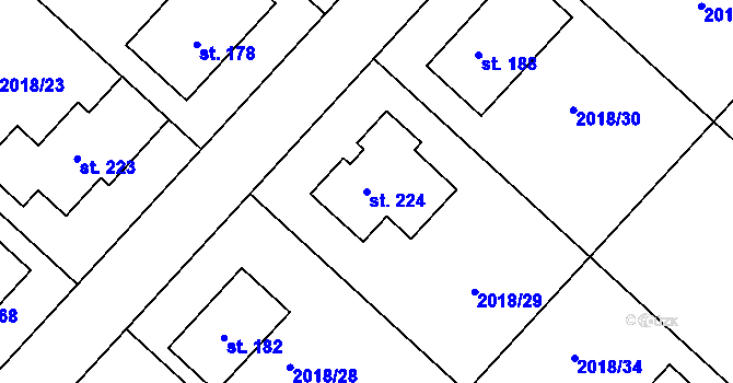 Parcela st. 224 v KÚ Chlupice, Katastrální mapa
