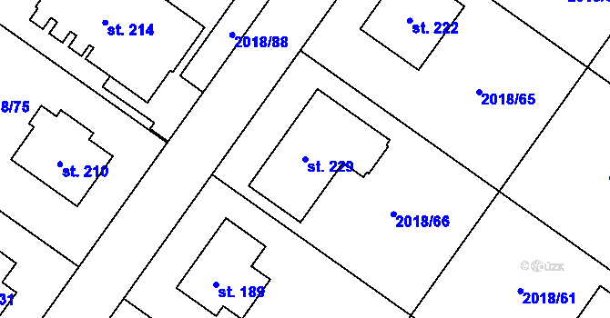 Parcela st. 229 v KÚ Chlupice, Katastrální mapa