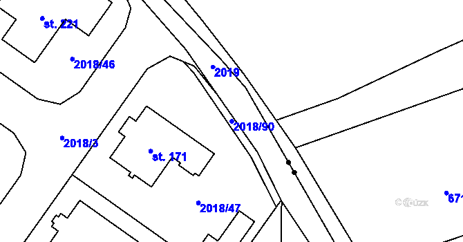 Parcela st. 2018/90 v KÚ Chlupice, Katastrální mapa