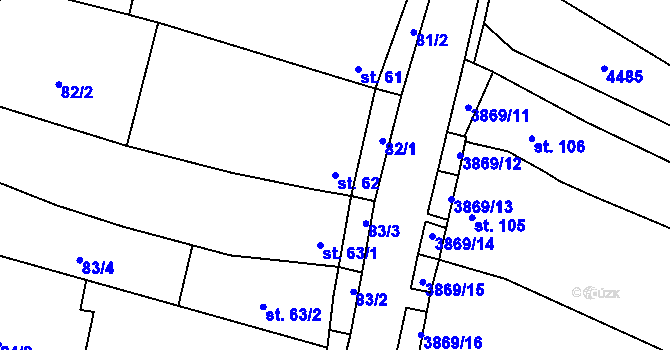 Parcela st. 62 v KÚ Míšovice, Katastrální mapa