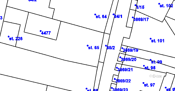 Parcela st. 65 v KÚ Míšovice, Katastrální mapa