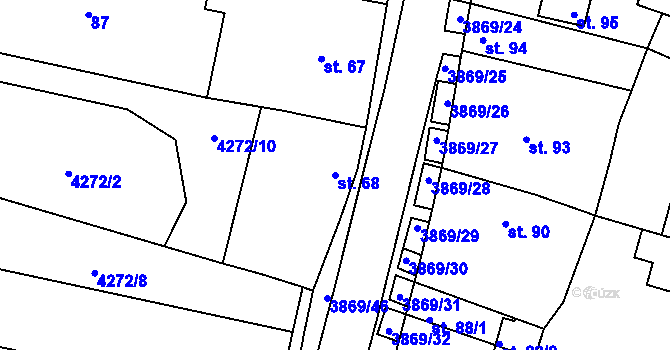 Parcela st. 68 v KÚ Míšovice, Katastrální mapa