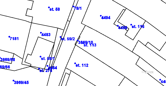 Parcela st. 113 v KÚ Míšovice, Katastrální mapa
