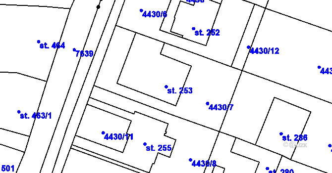 Parcela st. 253 v KÚ Míšovice, Katastrální mapa