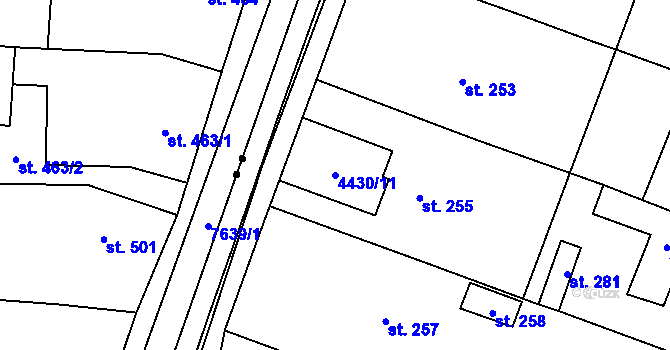 Parcela st. 4430/11 v KÚ Míšovice, Katastrální mapa