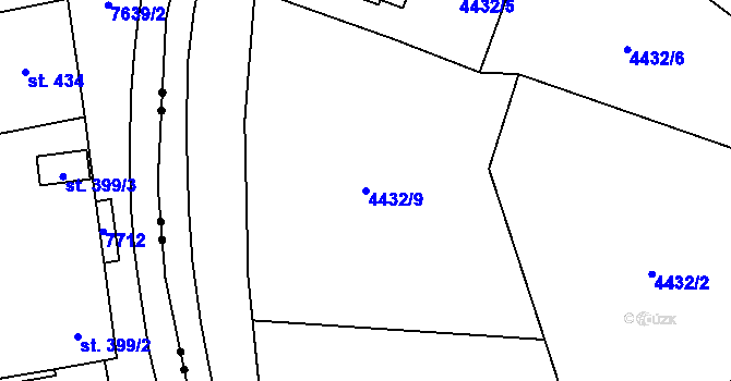 Parcela st. 4432/9 v KÚ Míšovice, Katastrální mapa