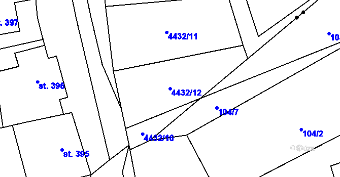 Parcela st. 4432/12 v KÚ Míšovice, Katastrální mapa