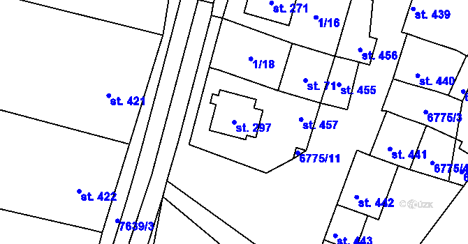 Parcela st. 297 v KÚ Míšovice, Katastrální mapa