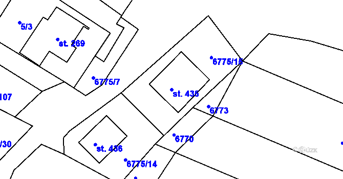Parcela st. 435 v KÚ Míšovice, Katastrální mapa