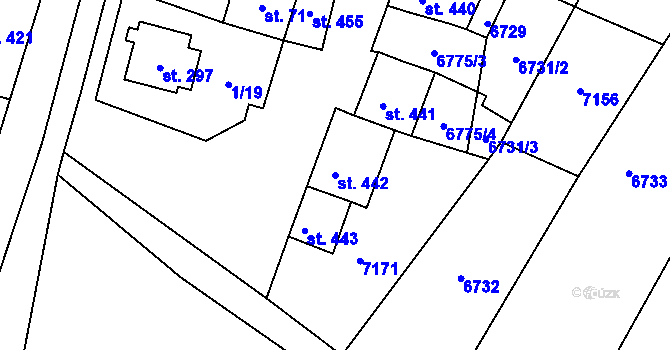Parcela st. 442 v KÚ Míšovice, Katastrální mapa