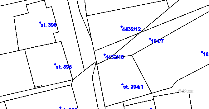 Parcela st. 4432/16 v KÚ Míšovice, Katastrální mapa