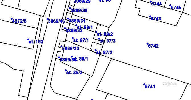 Parcela st. 87/2 v KÚ Míšovice, Katastrální mapa