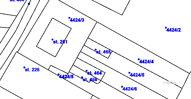 Parcela st. 465 v KÚ Míšovice, Katastrální mapa