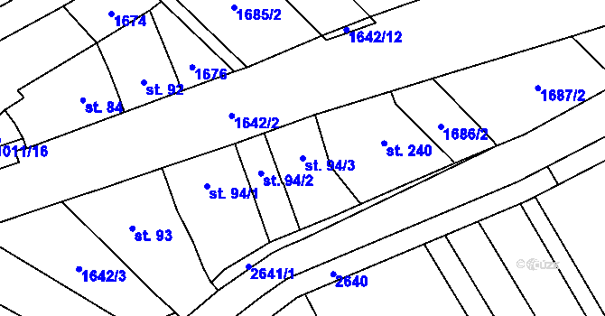 Parcela st. 94/3 v KÚ Hostěrádky, Katastrální mapa