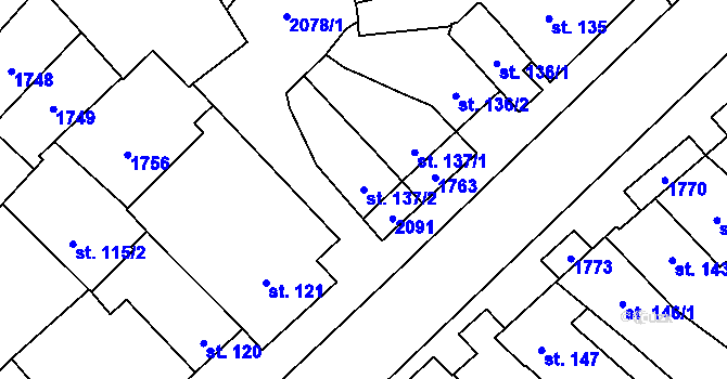 Parcela st. 137/2 v KÚ Hostěrádky, Katastrální mapa