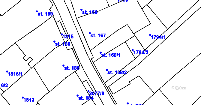 Parcela st. 168/1 v KÚ Hostěrádky, Katastrální mapa