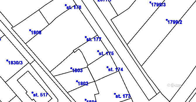 Parcela st. 175 v KÚ Hostěrádky, Katastrální mapa