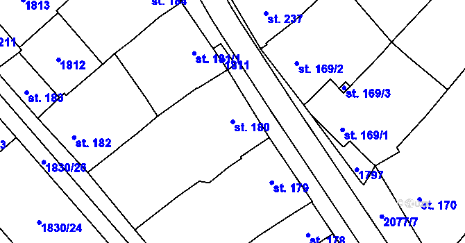 Parcela st. 180 v KÚ Hostěrádky, Katastrální mapa