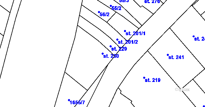 Parcela st. 230 v KÚ Hostěrádky, Katastrální mapa