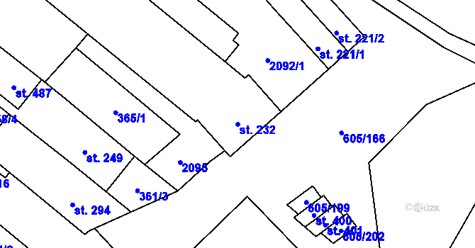 Parcela st. 232 v KÚ Hostěrádky, Katastrální mapa