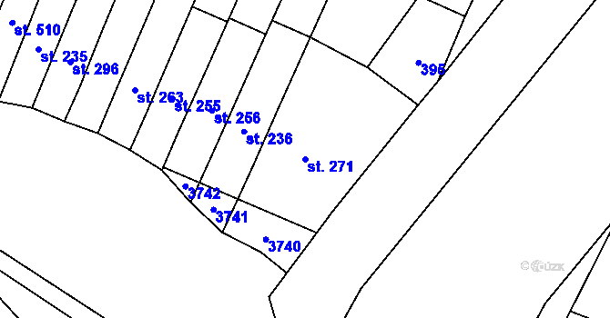 Parcela st. 271 v KÚ Hostěrádky, Katastrální mapa